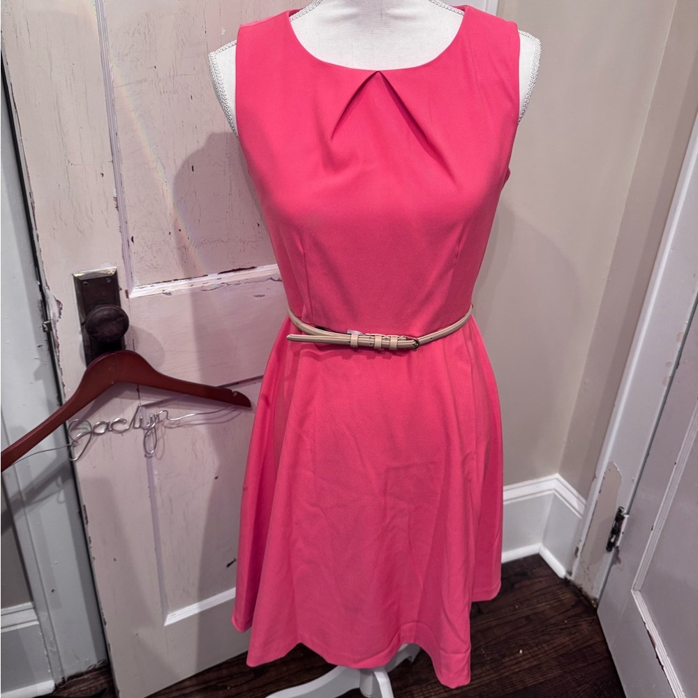 Coral dress size 4 includes a tan belt
